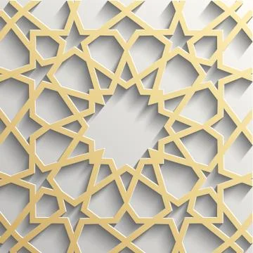 Background with 3d seamless pattern in Islamic style Stock Illustration