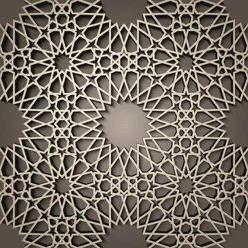 Background with 3d seamless pattern in Islamic style . , arabic geometric east Illustrazione stock