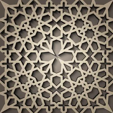 Background with 3d seamless pattern in Islamic style . , arabic geometric east Illustrazione stock