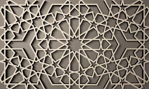 Background with 3d seamless pattern in Islamic style . , arabic geometric east Stockillustratie