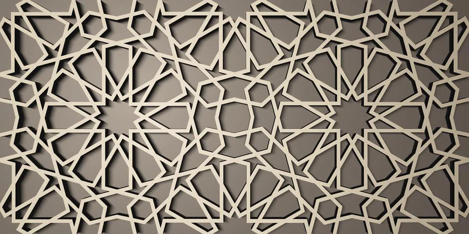 Background with 3d seamless pattern in Islamic style . , arabic geometric east Illustrazione stock