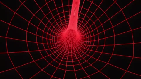 Background of a 4K 3D looping animation. Abstract digital wireframe tunnel .. Video stock 290850013