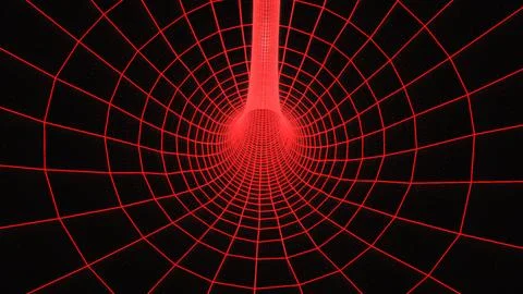 Background of a 4K 3D looping animation. Abstract digital wireframe tunnel .. イラスト素材