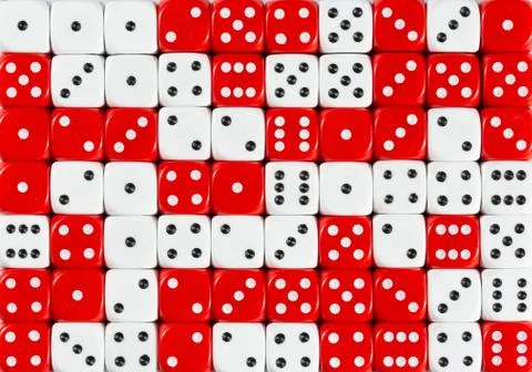 Background of 70 random ordered white and red dices Stock Photos