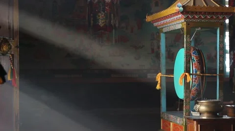 Background about buddhism, light and rays from entrance Video stock 58957759