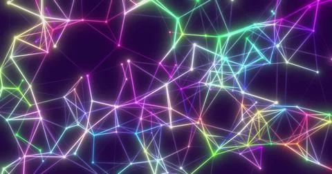 Background Abstract colored dynamic plexus on blue Futuristic technology. 3D Stockillustratie