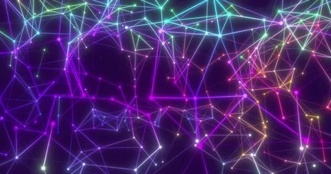 Background Abstract colored dynamic plexus on blue Futuristic technology. 3D Stockillustratie