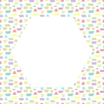 Background with abstract colored geometric shapes and a hexagon in the center Stock Illustration