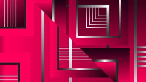 Background Abstract Design with Geometric Patterns in Vivid Pink and Silver.. Stock Illustration