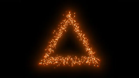 Background Abstract Element Triangle Of Shimmering Particles Isolated On Black Stock Footage 151830686