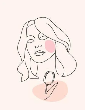 Background with an abstract face with a flower Stock Illustration