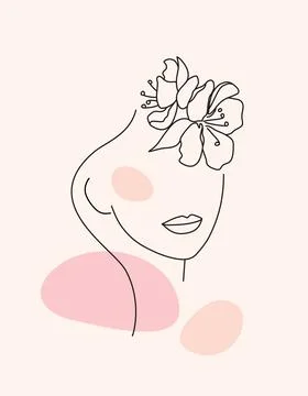 Background with an abstract face with a flower Illustrazione stock