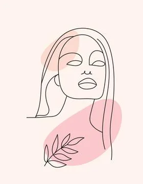 Background with an abstract face with a flower Stock Illustration