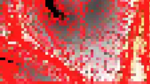 Background ABSTRACT Fast moving red pixel box, 8 bit background Stock Footage 138456165