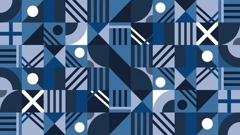 Background Abstract Geometric Pattern in Blue Tones With Circles and Stripes Stock Illustration