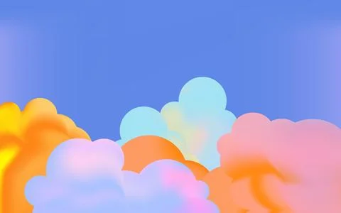 Background with abstract gradient clouds. Vibrant gradient of primary color.. Stock Illustration