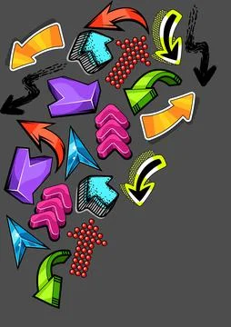 Background with abstract graffiti arrows. Cartoon teenage creative image. Stock Illustration