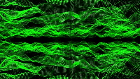 Background with abstract green wave particle over dark background with light  Vídeo Stock 270518135