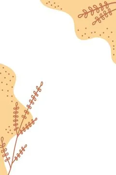 Background with abstract hand drawn botanical elements and stains dots stripe Stock Illustration