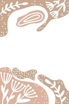 Background with abstract hand drawn botanical elements and stains dots stripe Stock Illustration
