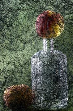 Background of abstract interwoven plastic thread against a backdrop Stock Photos