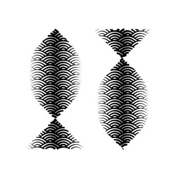 Background with abstract line waves fish signs and thickness gradient イラスト素材