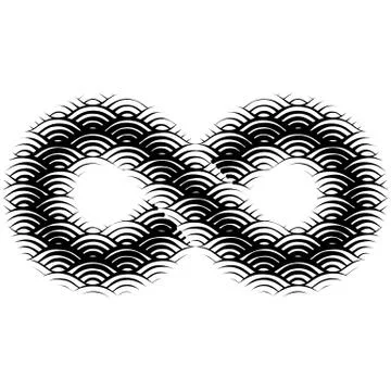 Background with abstract line waves infinity sign and thickness gradient Stock Illustration