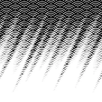 Background with abstract line waves pattern and thickness gradient Stock Illustration