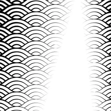 Background with abstract line waves pattern and thickness gradient Stock Illustration