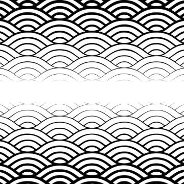 Background with abstract line waves pattern and thickness gradient Stock Illustration