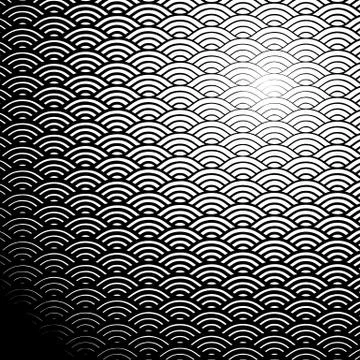 Background with abstract line waves pattern and thickness gradient Stock Illustration