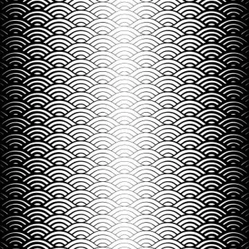 Background with abstract line waves pattern and thickness gradient Stock Illustration