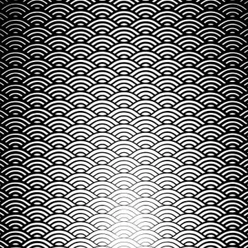 Background with abstract line waves pattern and thickness gradient Stock Illustration