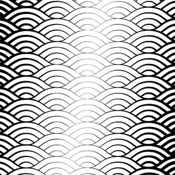 Background with abstract line waves pattern and thickness gradient Stock Illustration