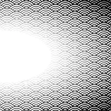 Background with abstract line waves pattern and thickness gradient Stock Illustration