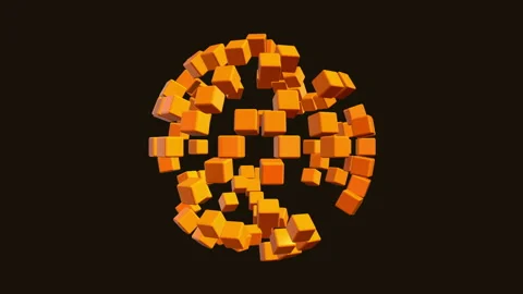 Background abstract loop glow sphere cubes combine geometric polygonal rotation. Stock Footage 130772741