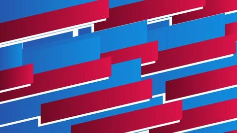 Background Abstract Red and Blue Geometric Pattern with Horizontal Rectangles Stock Illustration