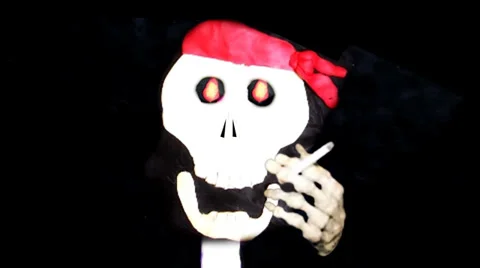 Background,  abstract, talking skull with a cigarette Stock Footage 27642425