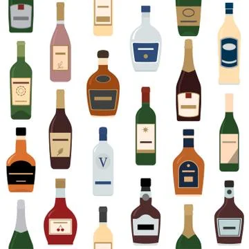 Background of Alcohol Bottles. Stock Illustration