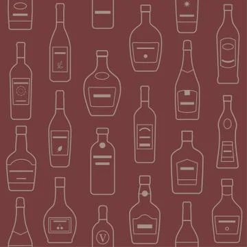 Background of Alcohol Bottles. Seamless pattern. Stock Illustration