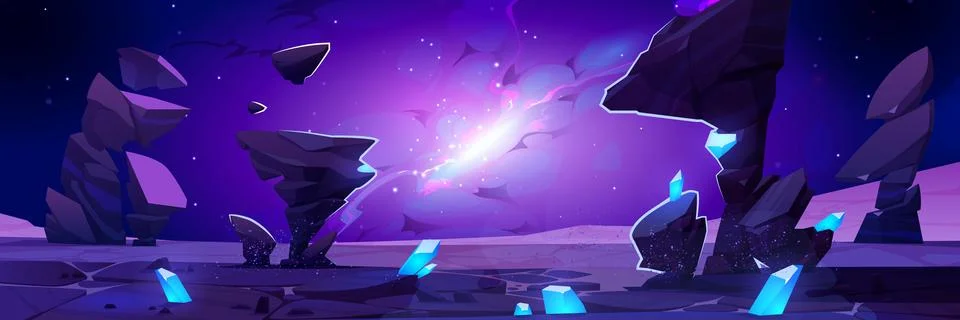 Background with alien planet and blast in sky イラスト素材