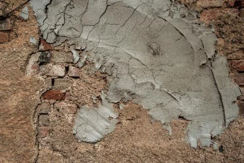 The background of ancient old brick stone at old outdoor wall Stock Photos