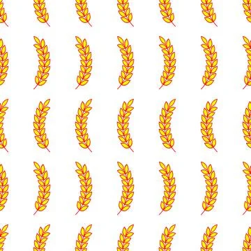 Background and pattern with red yellow ears of wheat, barley or rye. Stock Illustration