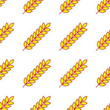 Background and pattern with red yellow ears of wheat, barley or rye. Stock Illustration