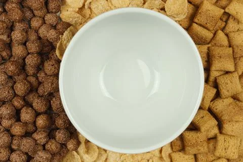 Background and texture of breakfast cereals.Space for text Stock Photos