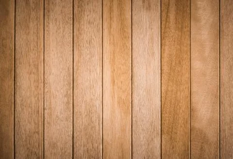 Background and texture of decorative teak wood striped on surface wall Stock Photos