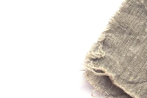 Background and texture of gray coarse linen fabric with close weaving and fri Stock Photos
