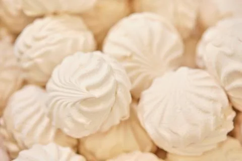Background and texture of marshmallows sweets of white color. Stock Photos