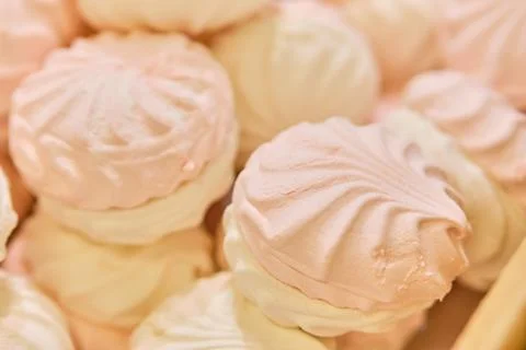 Background and texture of marshmallows sweets in multicast. Stock Photos