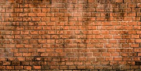 Background and texture of old decorative red brick wall fence Stock Photos